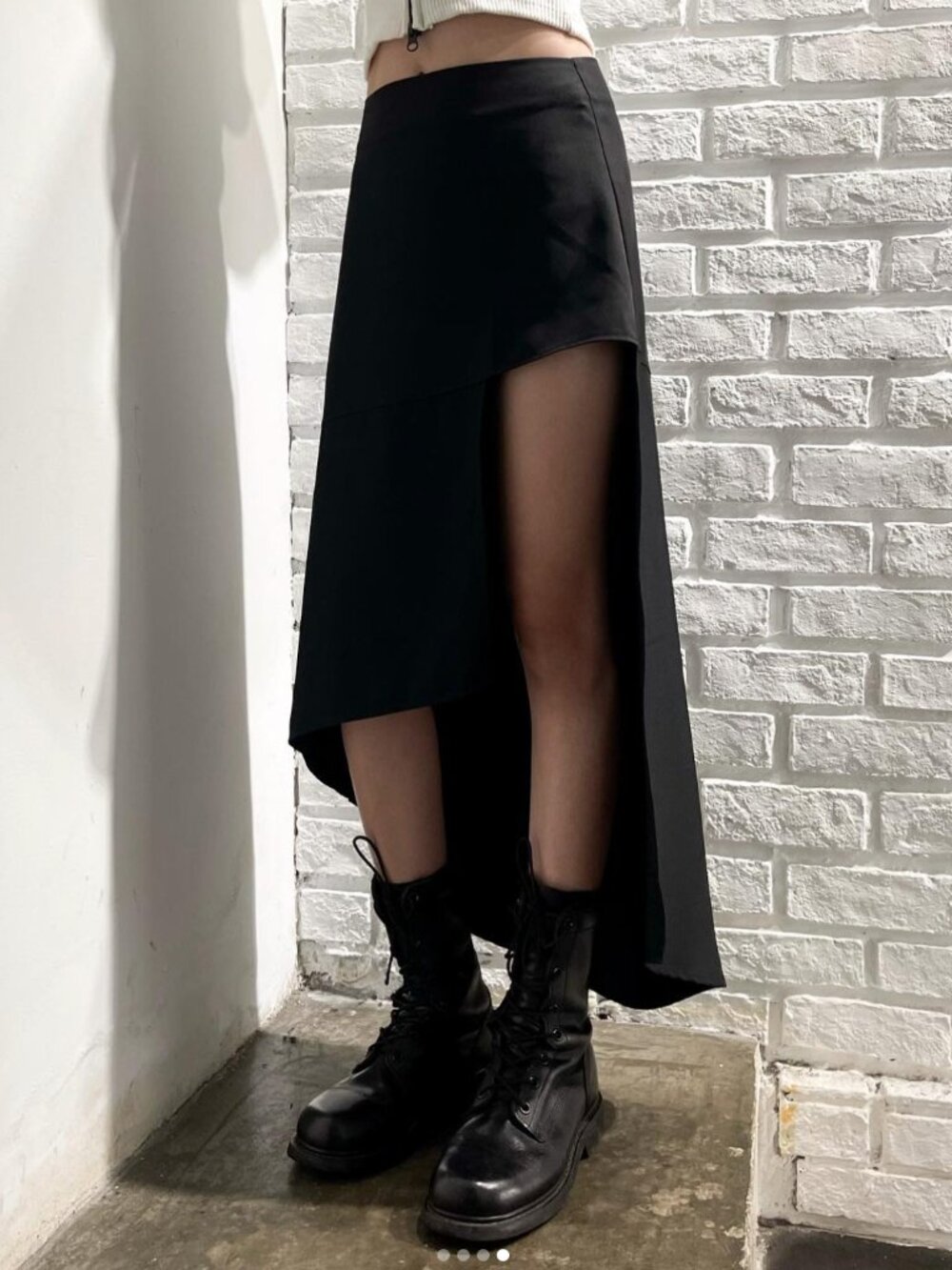 Black Asymmetrical Midi Skirt - Picture 3 of 6